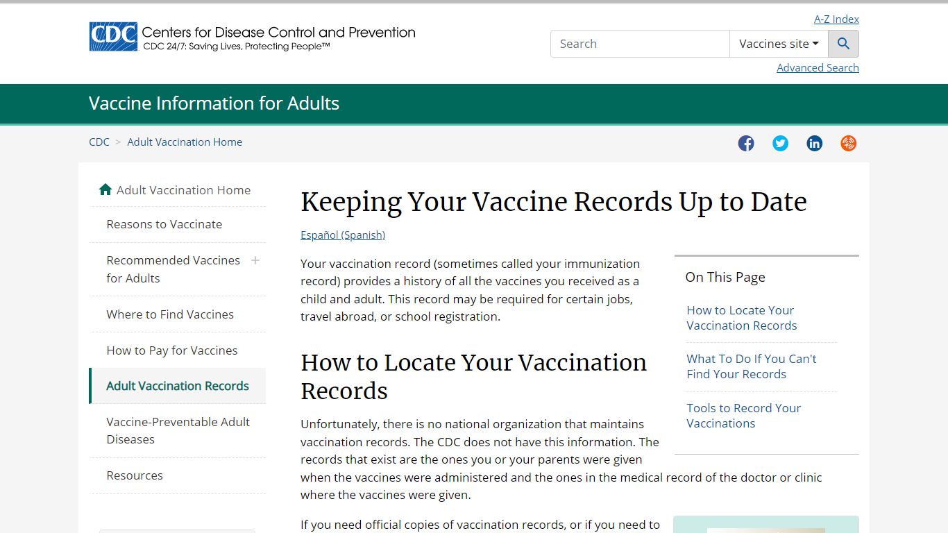 Locating and Tracking Adult Vaccine Records | CDC